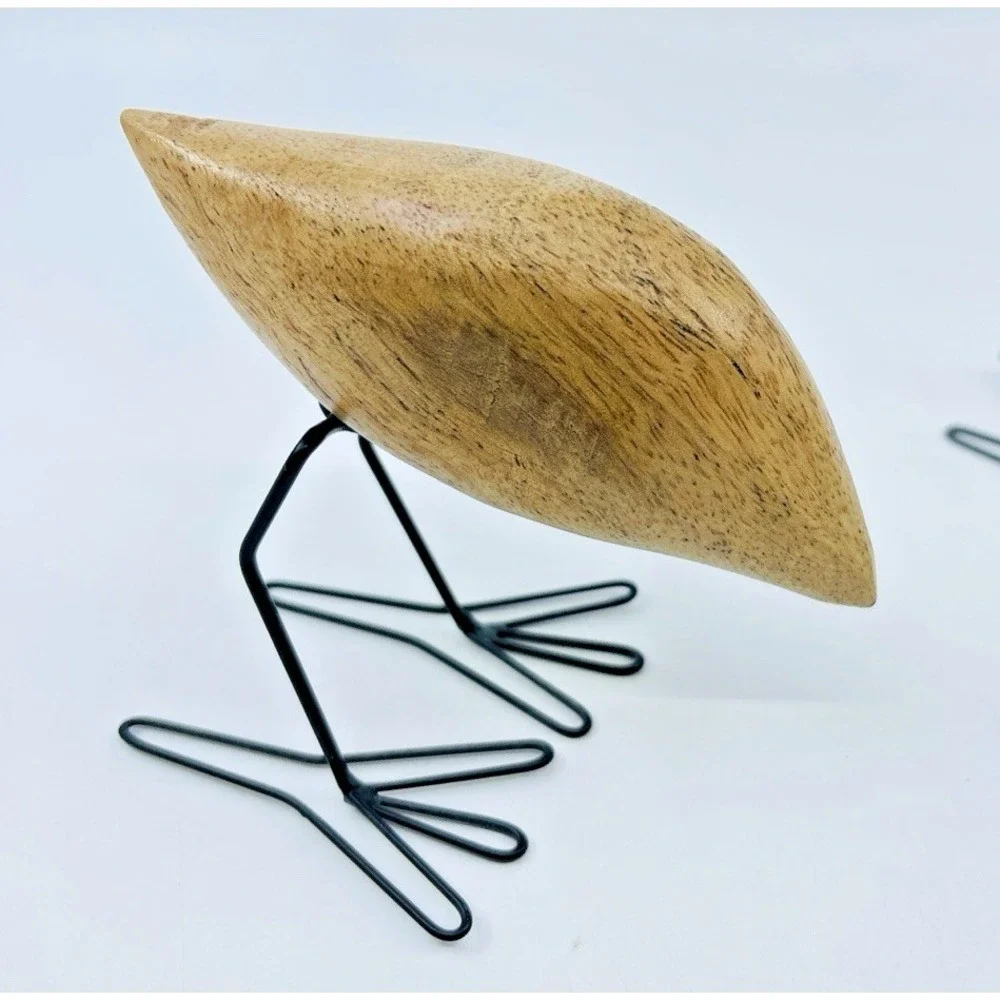 4 Wood Bird Figures FISKELAGE Ikea Minimalist Modern/ Metal Legs MCM